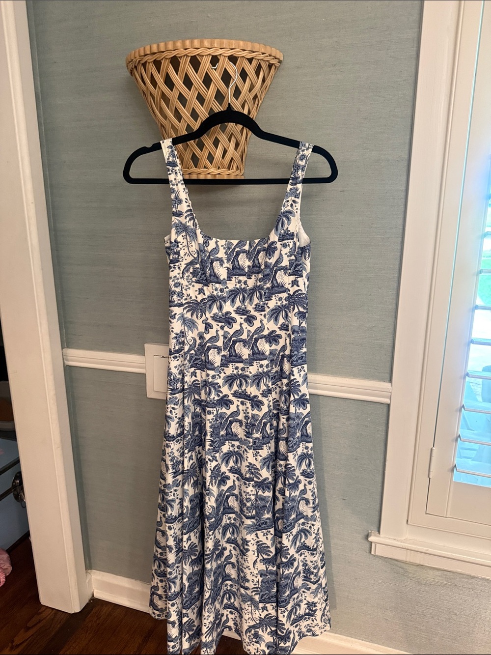 STAUD Blue and White Floral Maxi Dress